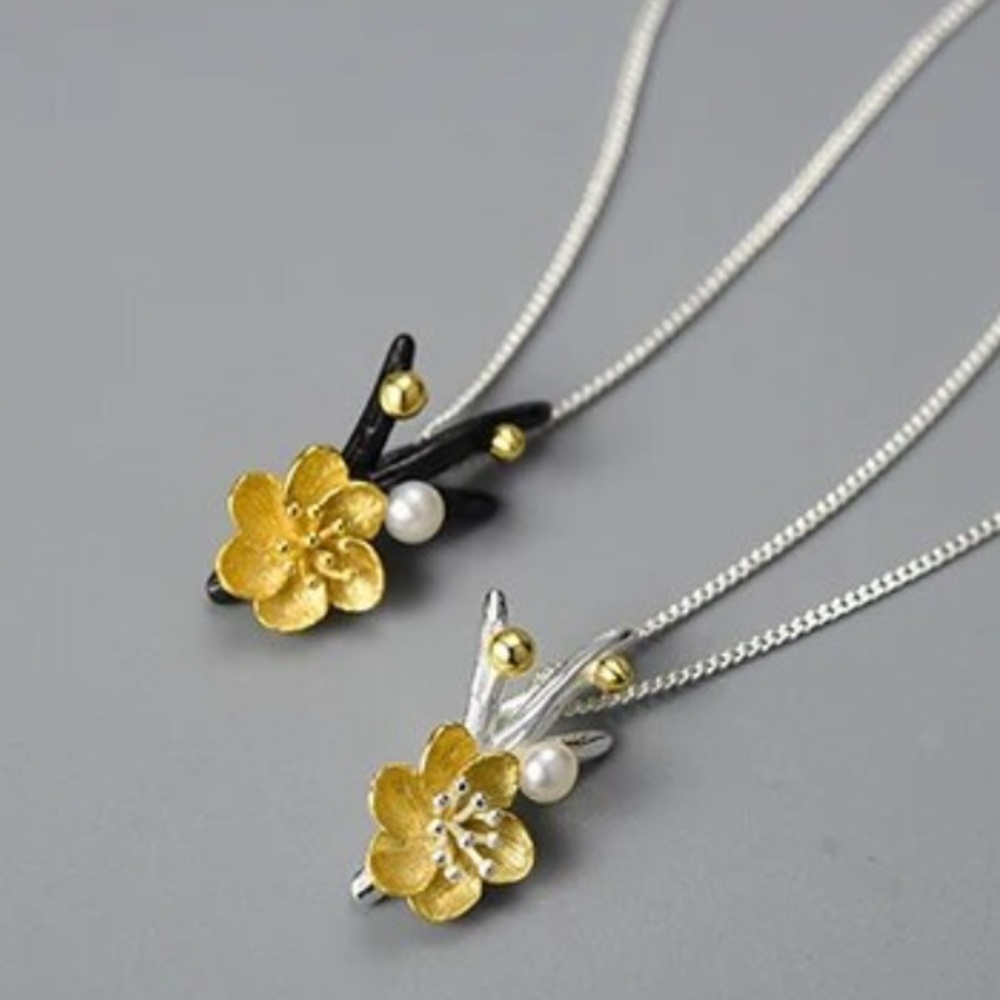 Artisan Handmade 925 Silver Natural Pearl Flower The Zaidea Necklace - Picture 6 of 12